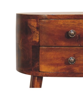 Table de chevet arrondie Mini - finition châtaigne
