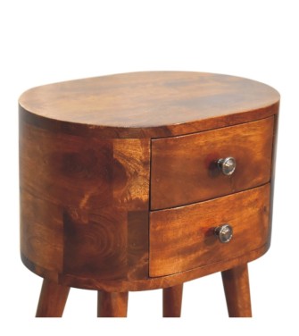 Table de chevet arrondie Mini - finition châtaigne