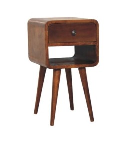Table de chevet basse Mini Curve - finition châtaigne