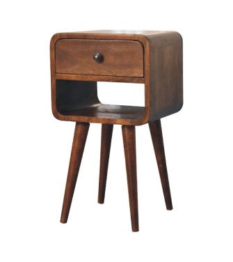 Table de chevet basse Mini Curve - finition châtaigne