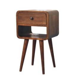 Table de chevet basse Mini Curve - finition châtaigne
