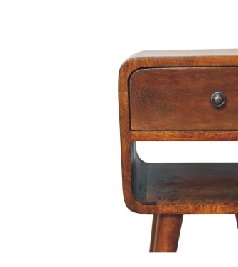 Table de chevet basse Mini Curve - finition châtaigne