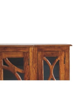 Buffet finition châtaigne sculpté et vitré