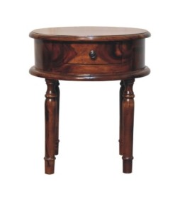 Table de chevet à pieds tournés, finition miel