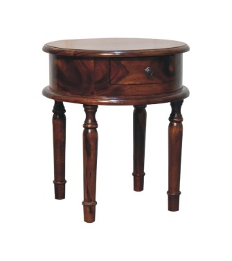 Table de chevet à pieds tournés, finition miel
