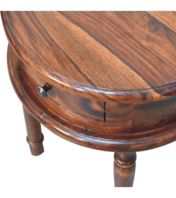Table de chevet à pieds tournés, finition miel