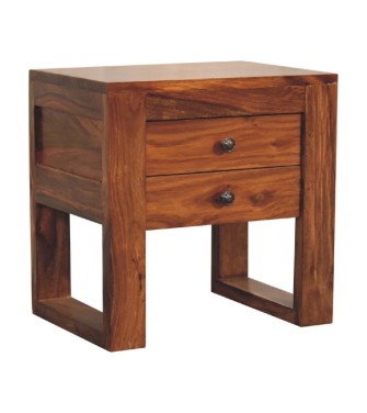Table de chevet U-Square, finition miel