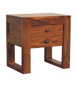 Table de chevet U-Square, finition miel