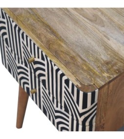 Table de chevet Edessa incrustée d'os
