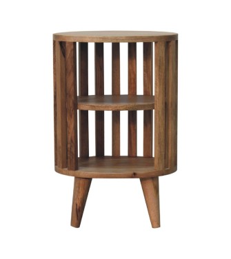 Table de chevet Ariella à double étagère, aspect chêne