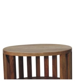 Table de chevet Ariella à double étagère, aspect chêne