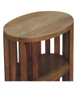 Table de chevet Ariella à double étagère, aspect chêne