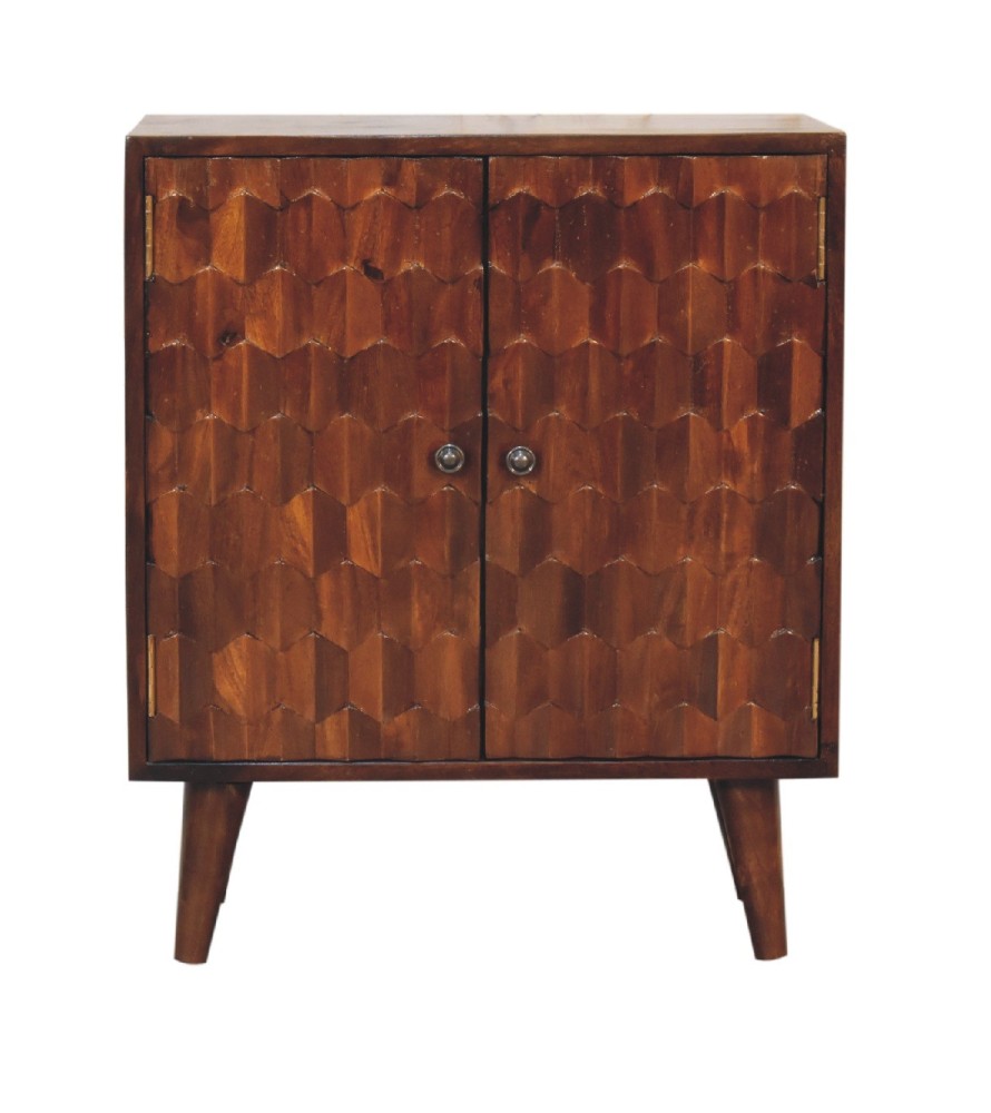 Chestnut Pineapple Carved Cabinet