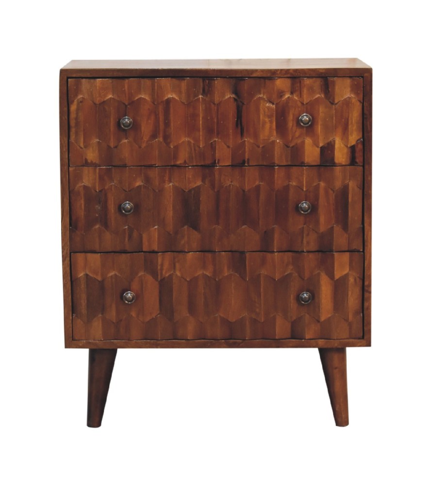 Chestnut Pineapple Carved Chest