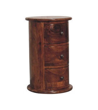 Tambour à 3 tiroirs en sheesham finition châtaigne