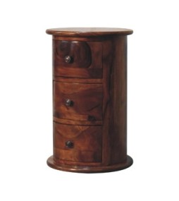 Tambour à 3 tiroirs en sheesham finition châtaigne
