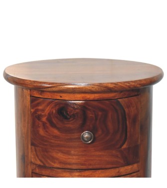 Tambour à 3 tiroirs en sheesham finition châtaigne