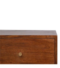 Table de chevet à 2 tiroirs motif artistique doré