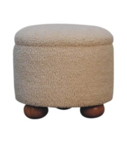 Repose-pieds de rangement en bouclé crème