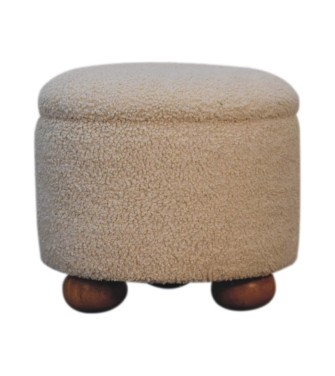 Repose-pieds de rangement en bouclé crème