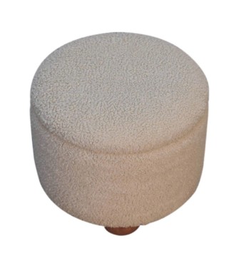 Repose-pieds de rangement en bouclé crème