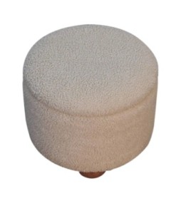 Repose-pieds de rangement en bouclé crème