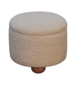 Repose-pieds de rangement en bouclé crème