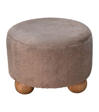 Repose-pieds rond en fausse fourrure couleur moka