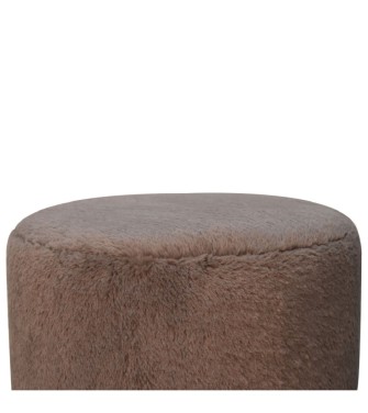 Repose-pieds rond en fausse fourrure couleur moka