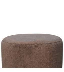 Repose-pieds rond en fausse fourrure couleur moka