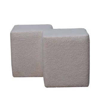 Repose-pieds double blanc bouclé