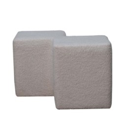 Repose-pieds double blanc bouclé