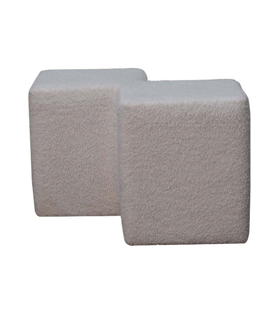 Repose-pieds double blanc bouclé