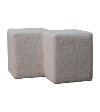 Repose-pieds double blanc bouclé
