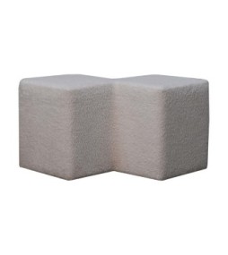 Repose-pieds double blanc bouclé