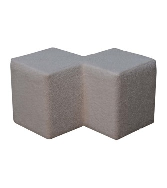Repose-pieds double blanc bouclé