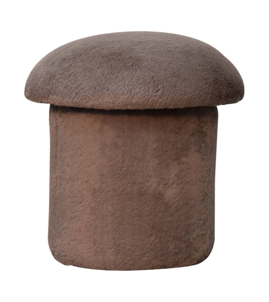 Repose-pieds champignon en fausse fourrure moka