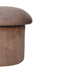 Repose-pieds champignon en fausse fourrure moka