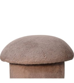 Repose-pieds champignon en fausse fourrure moka