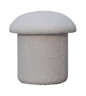 Repose-pieds champignon en bouclette blanche