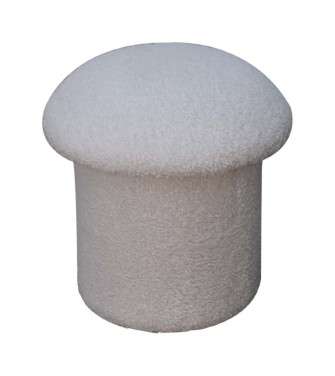 Repose-pieds champignon en bouclette blanche