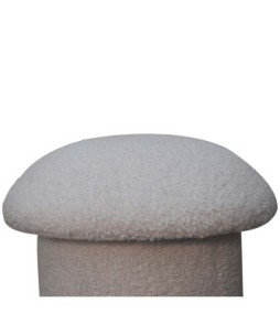 Repose-pieds champignon en bouclette blanche