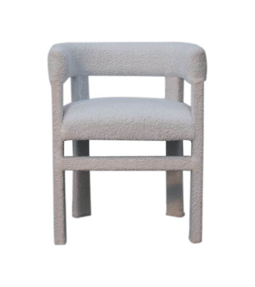 White Boucle Occasional Chair