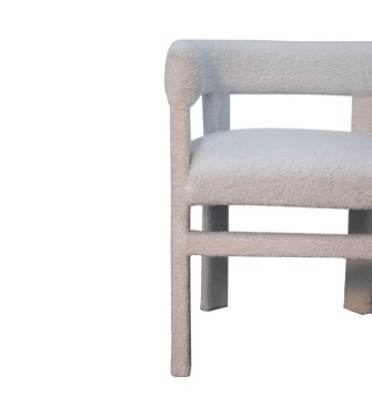 White Boucle Occasional Chair