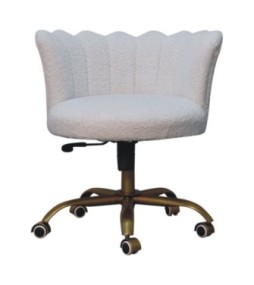 White Boucle Swivel Chair