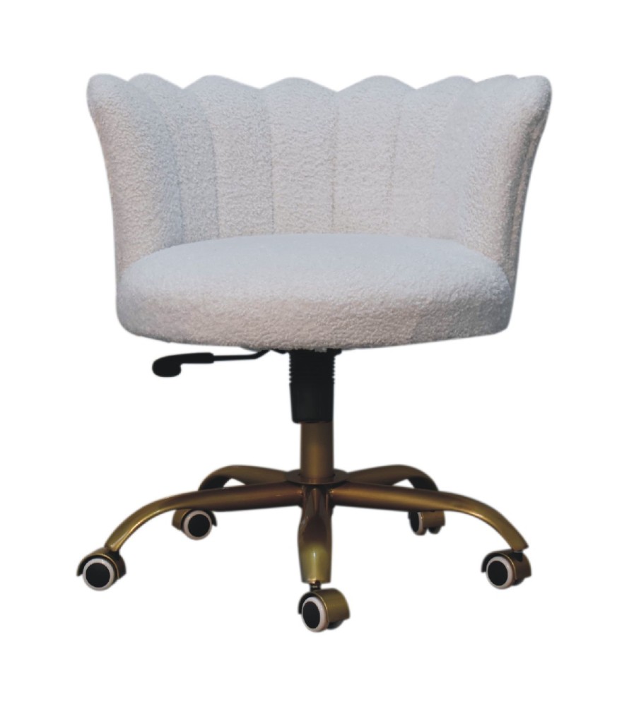 White Boucle Swivel Chair