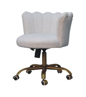 White Boucle Swivel Chair