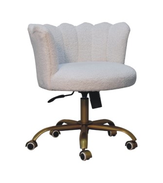 White Boucle Swivel Chair