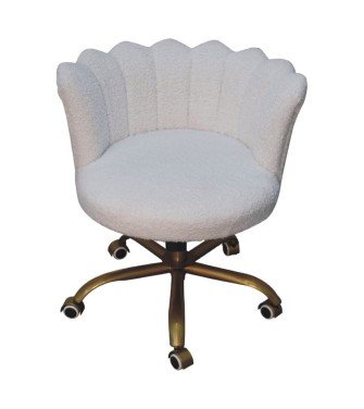 White Boucle Swivel Chair