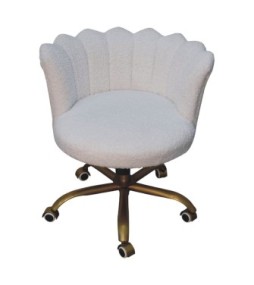 White Boucle Swivel Chair